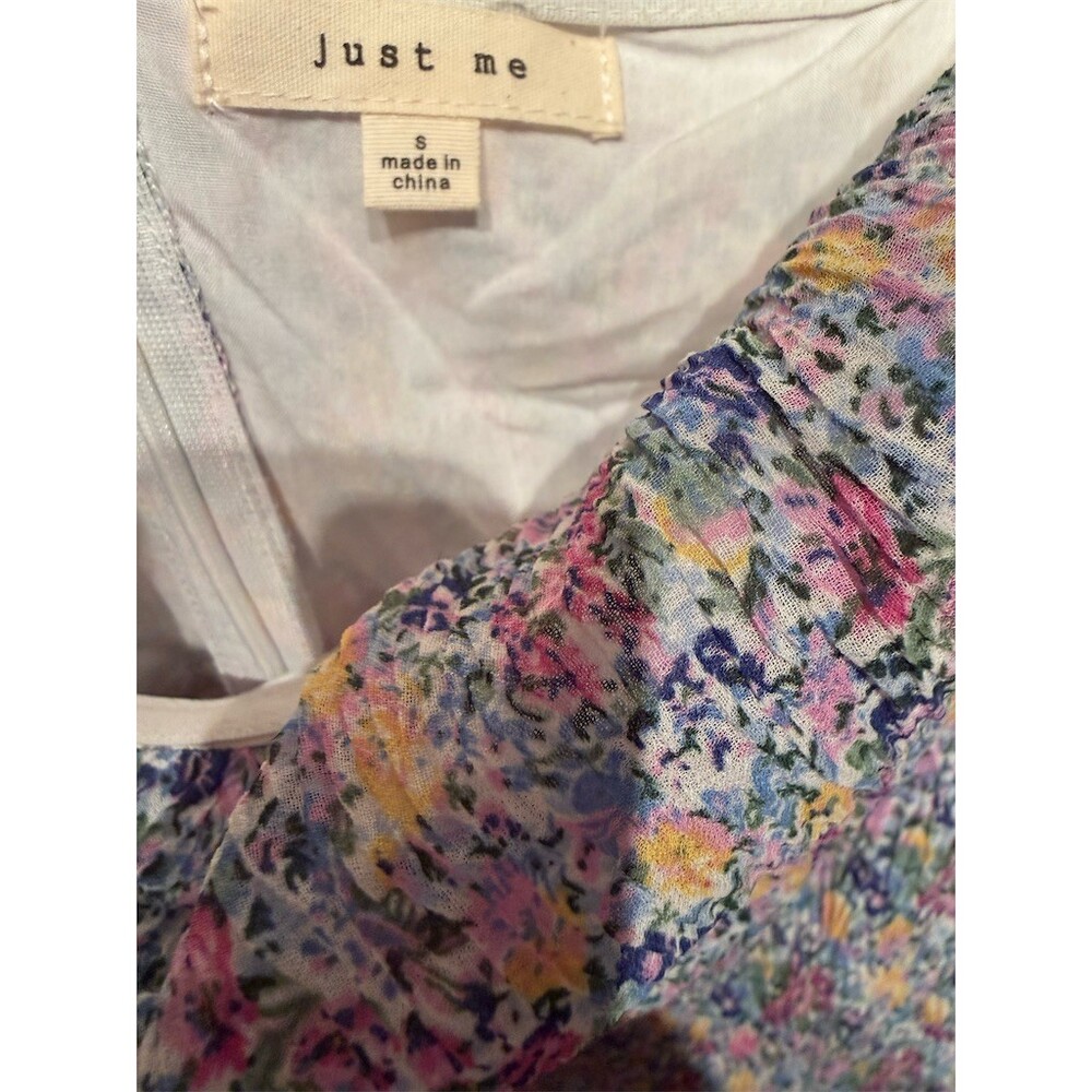 Just Me Maxi Dress Womens Size S Purple Floral Off Shoulder Puff Sleeve - Picture 3 of 7
